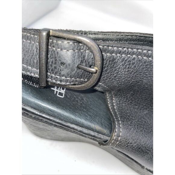 DANSKO Black Leather Buckle/Strap Wedge Shoes Sandals Women's Size 6.5-7 EU 37‎ - Picture 8 of 14